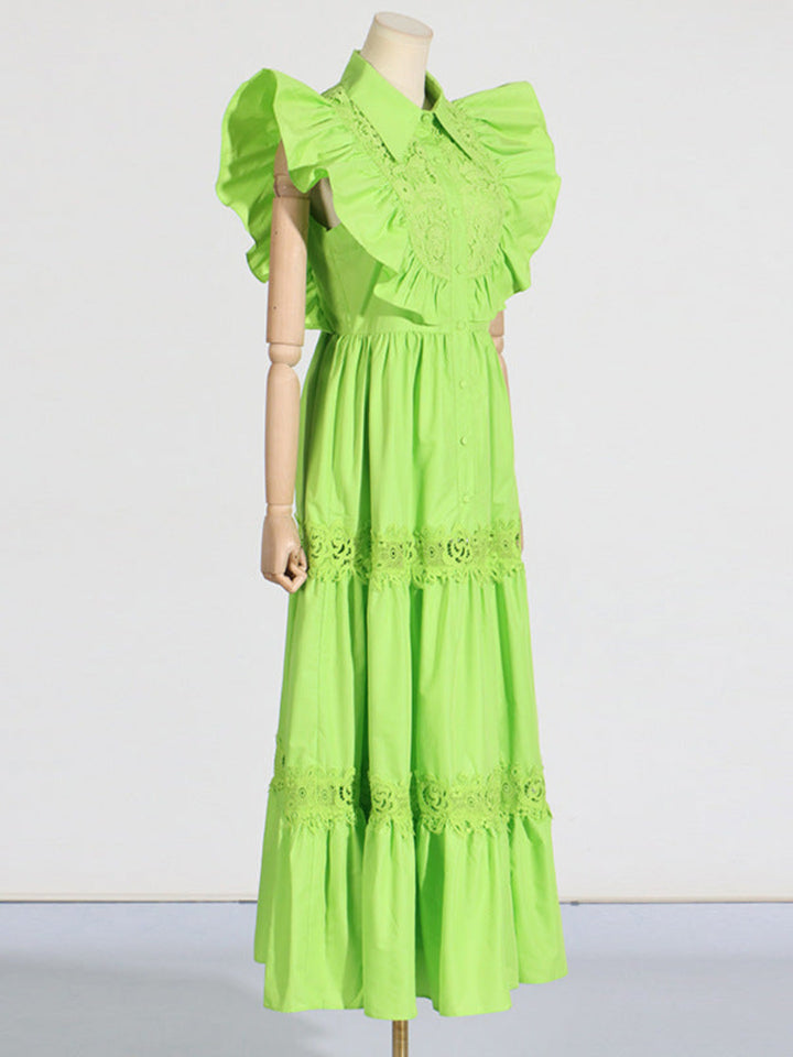 Temperament Lace Embroidered Ruffle Dress