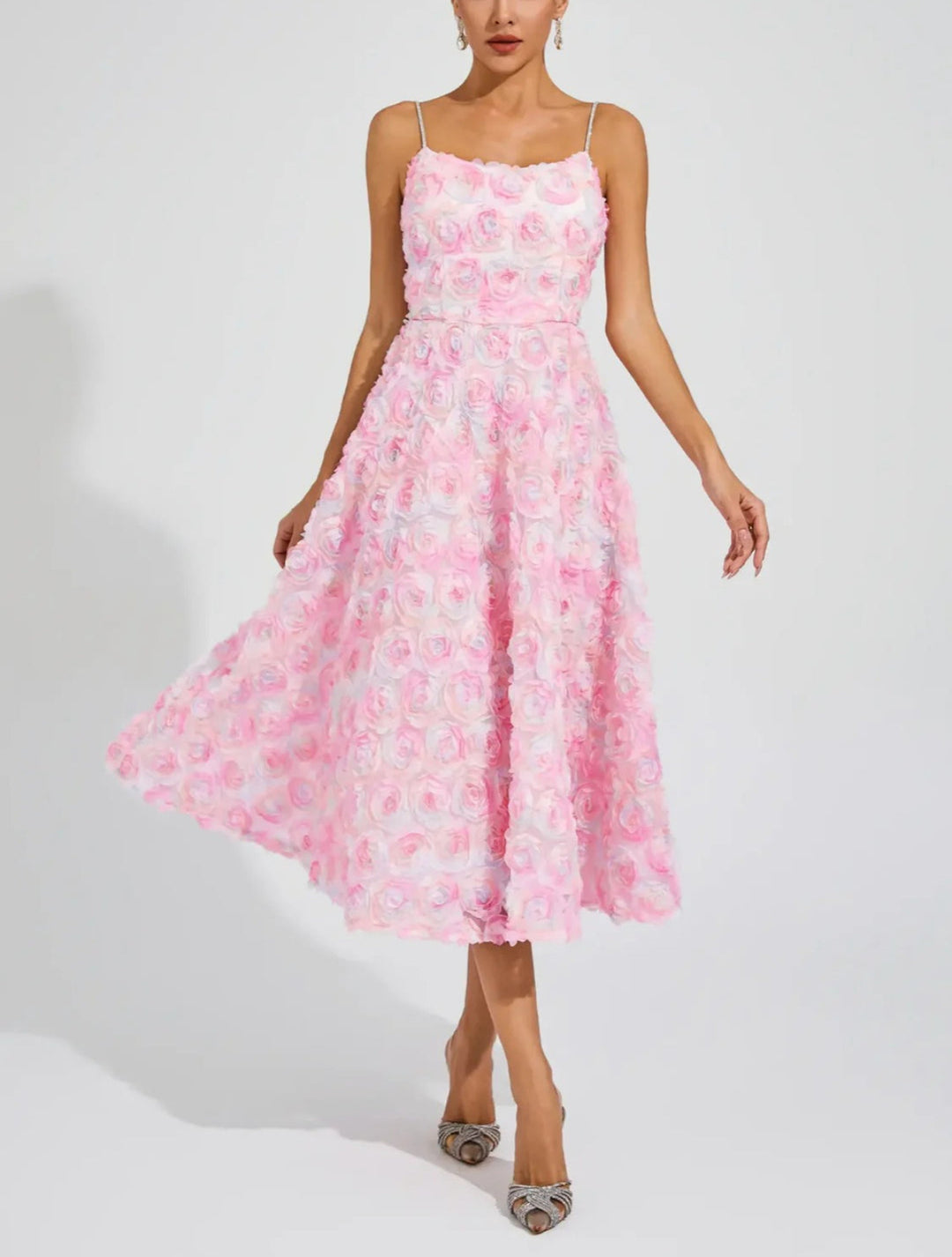 Elegant Three-dimensional Flower Lace Dress