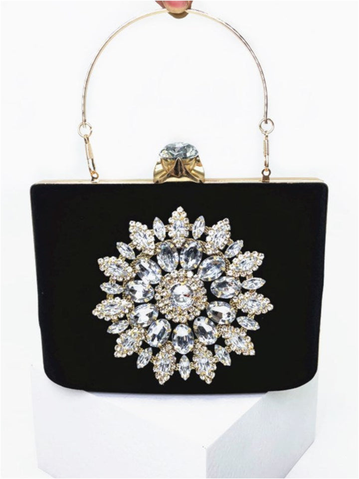 Velvet Sunflower Handheld Diamond Evening Party Clutch