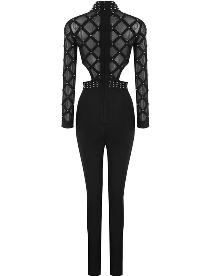 Carr Black Beaded Cut Out Jumpsuit