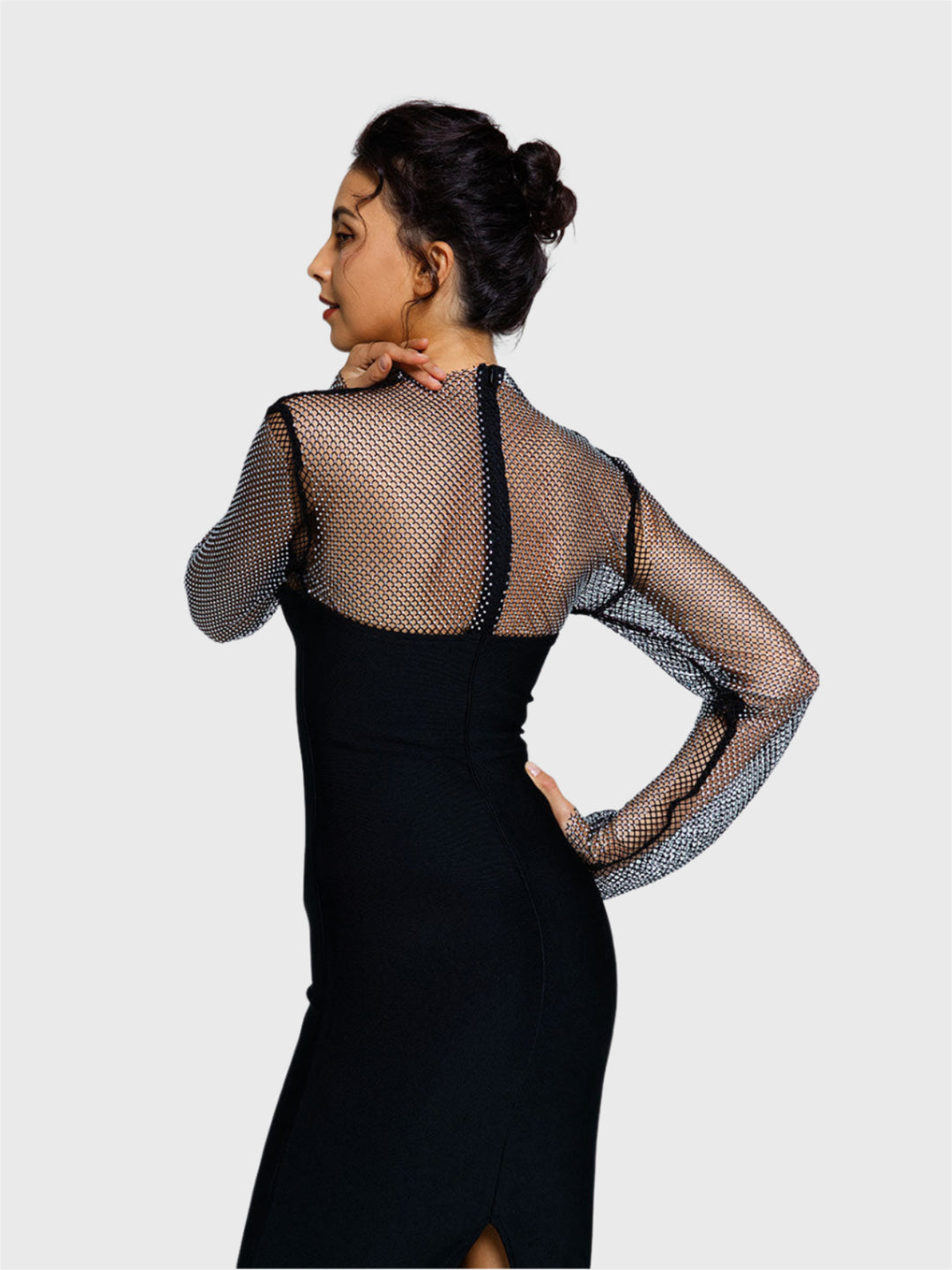 Black Diamond Mesh Maxi Dress