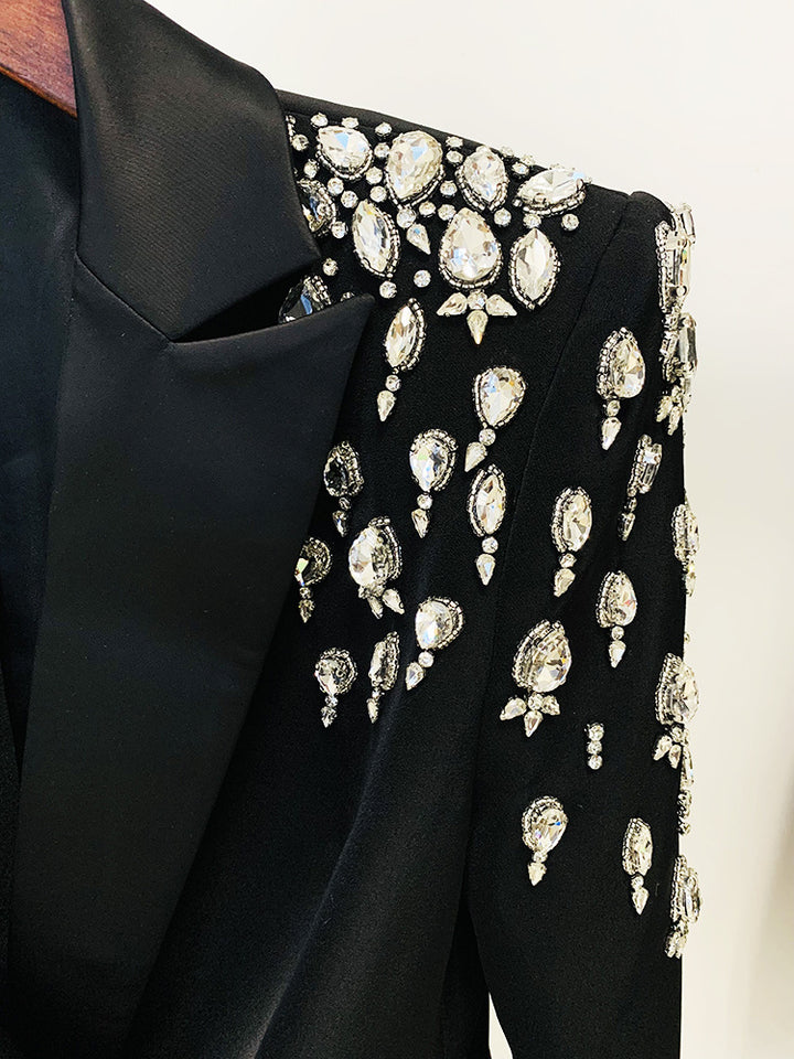 Alice's Gorgeous Heavy-duty Beaded Diamond-embellished Slim Long Blazer