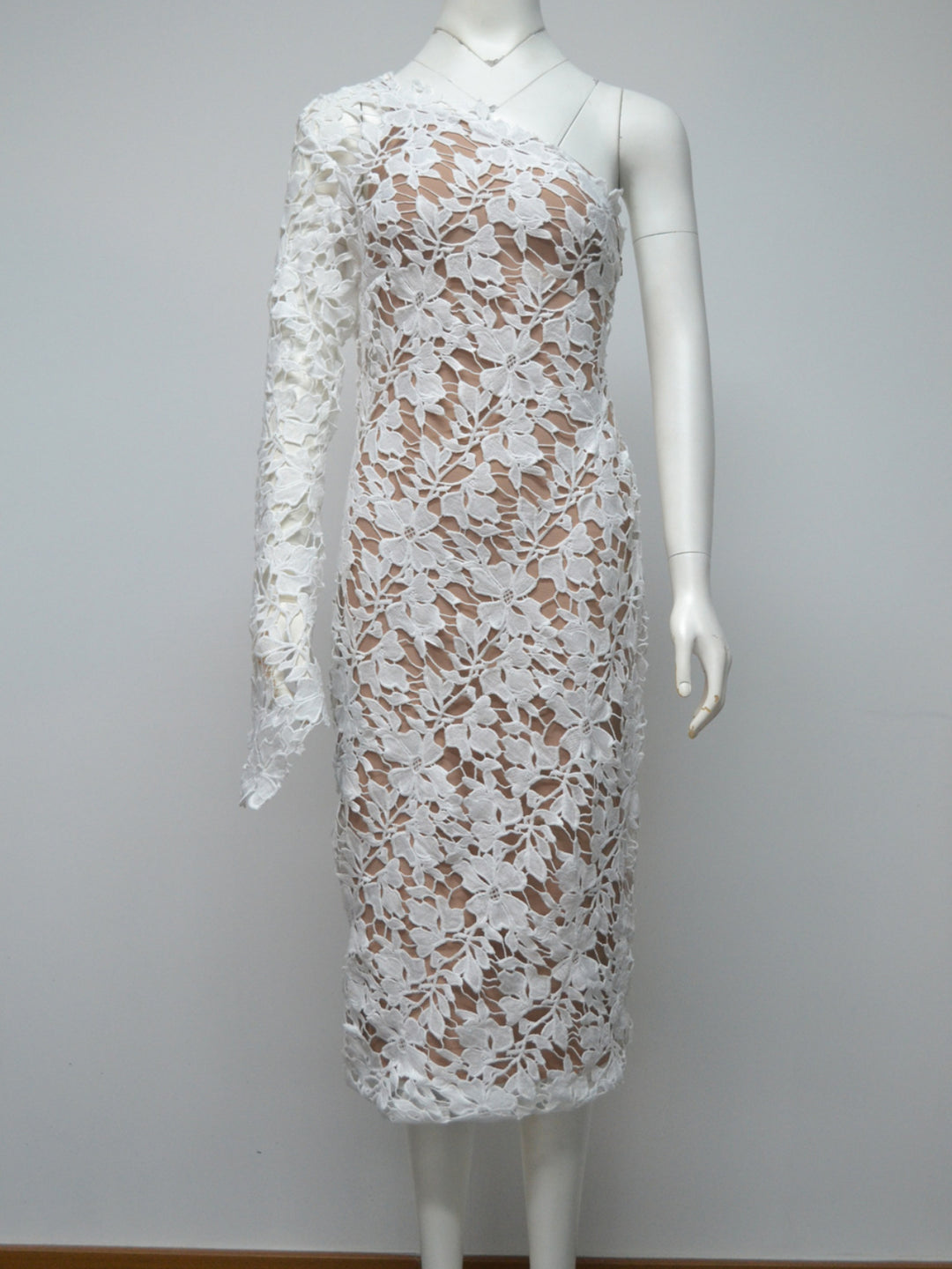 White Lace Shoulder Maxi Dress