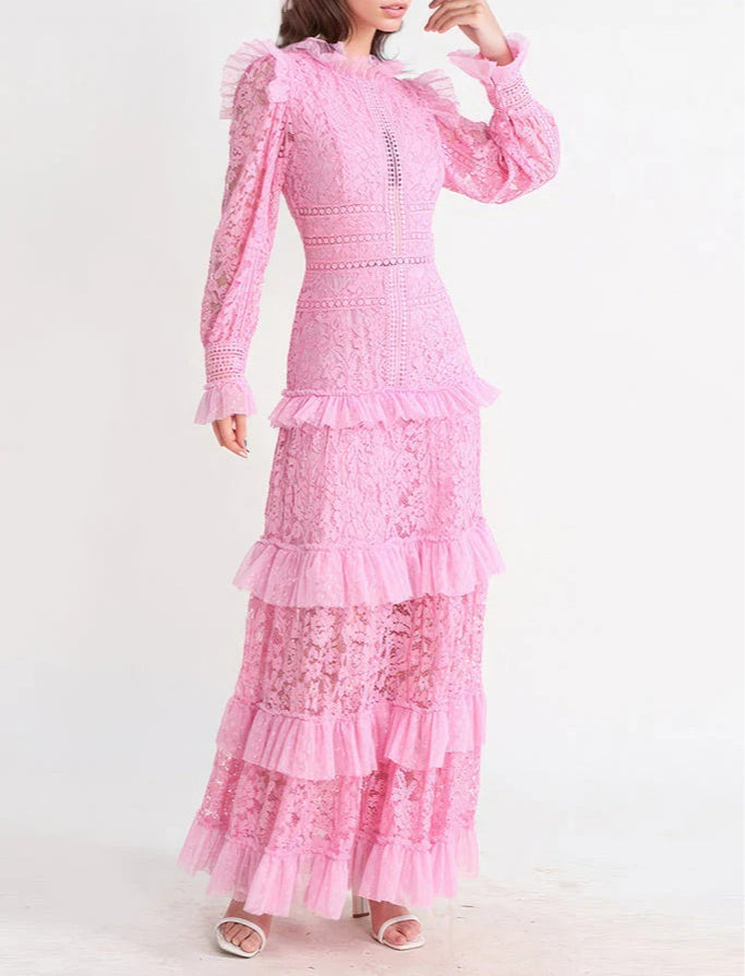 Vintage Lace Embroidered Maxi Dress