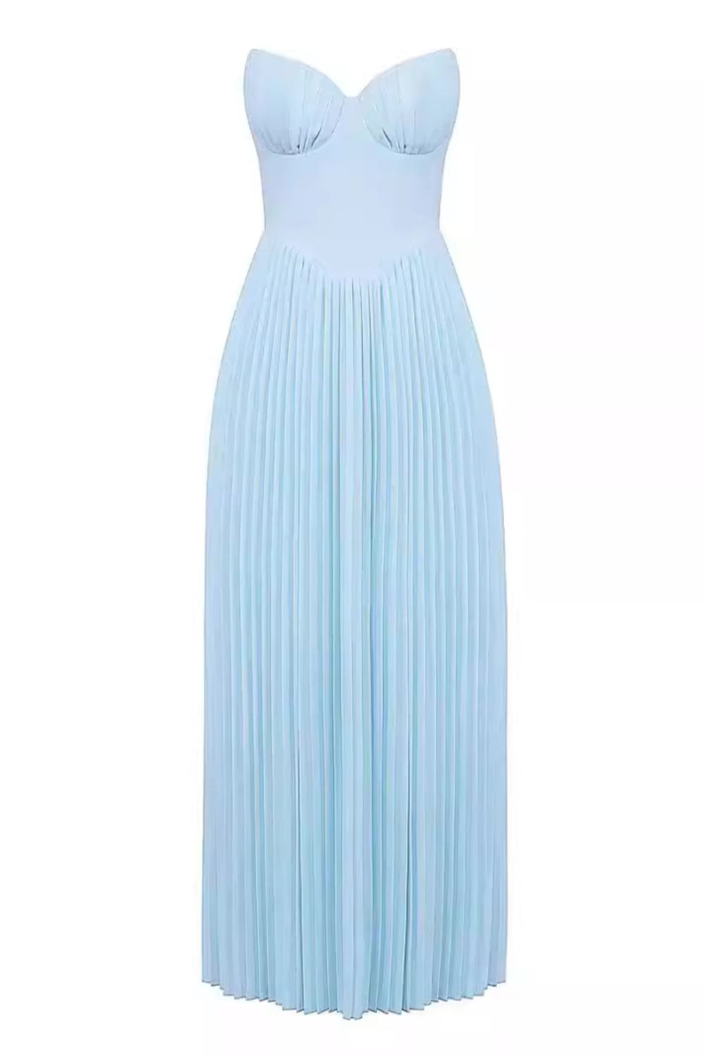 Tube Top Pleated Solid Color Maxi Dress