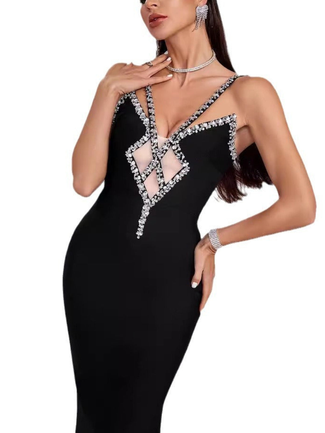 Temperament-ordered Diamond Suspender Dress