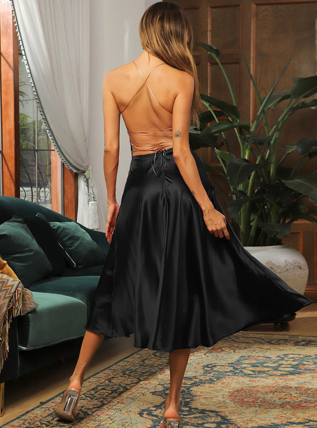 Elegant Backless Suspender Dress