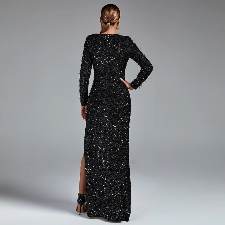 Fashion Sequined Beaded Maxi Dress