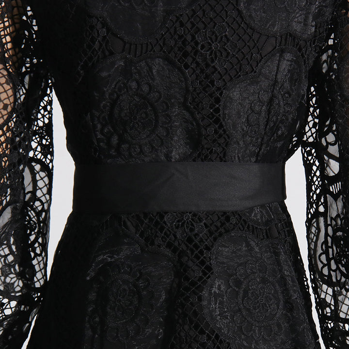 Lorelei Black Lace Jacquard Mini Dress