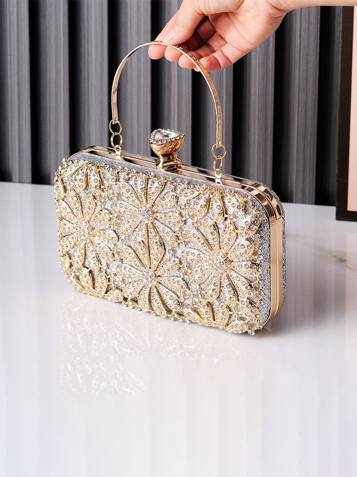 Flower Rhinestone Dress Bag Handheld