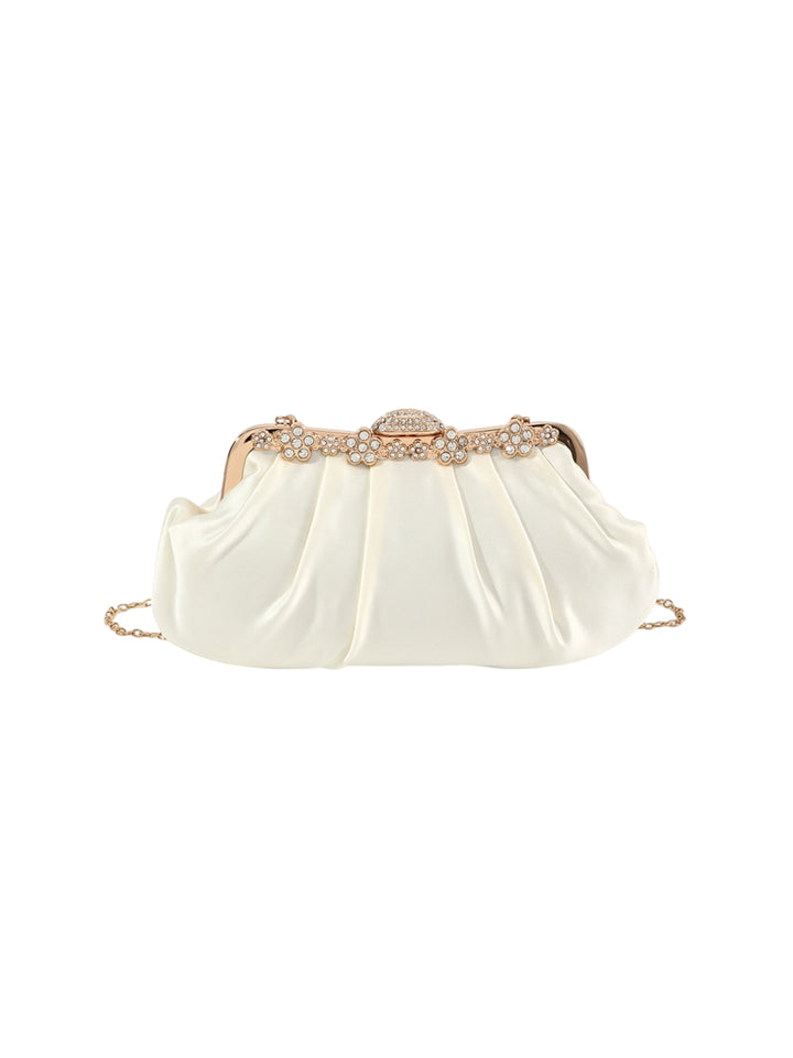 Diamond Pleated Satin Clutch