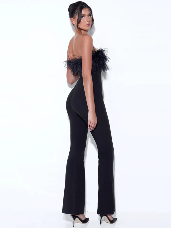 Elegant Tube Top Solid Color Off-the-shoulder Jumpsuit