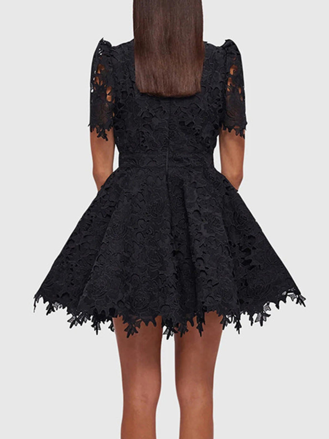 Elegant Stitched Lace Mini Dress