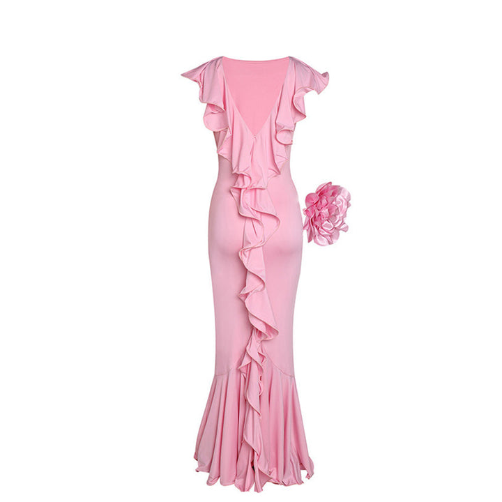 Amalie Ruffle Draped Maxi Dress