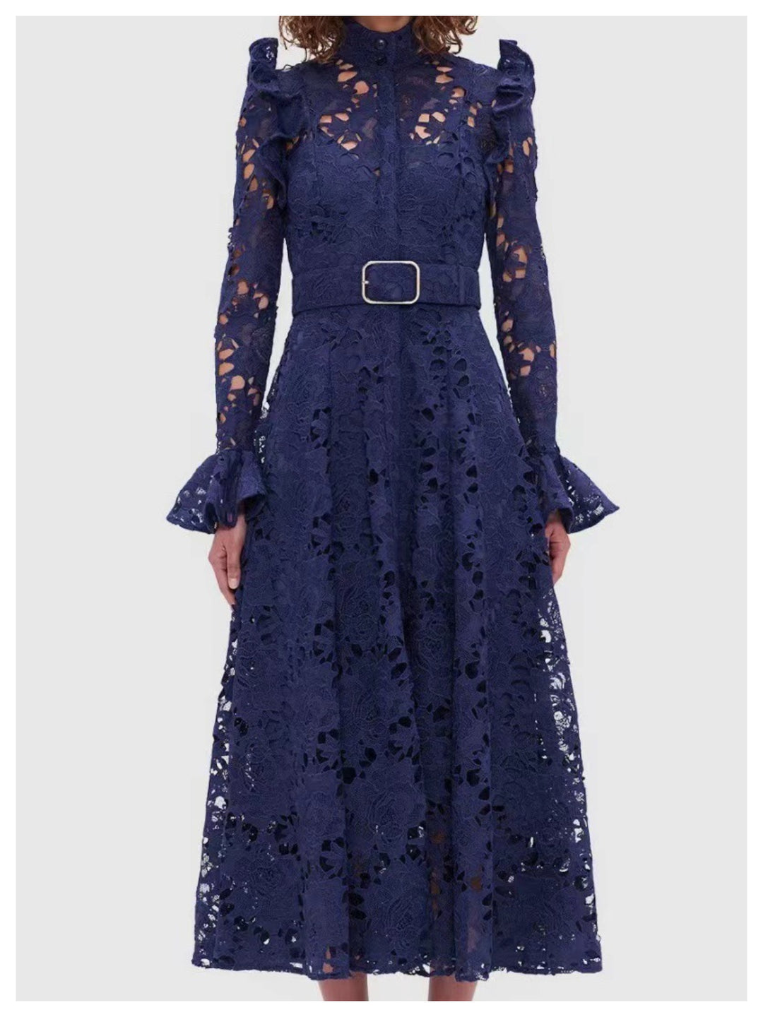 Emma Embroidery Long-Sleeved Hollow Dress