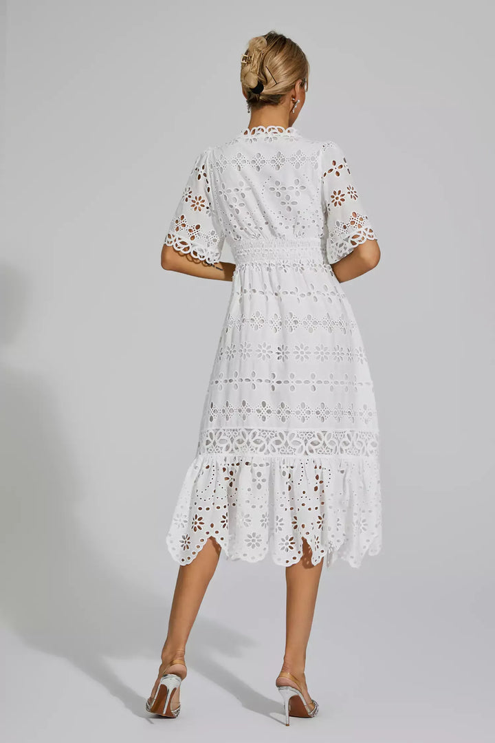 Aarya White Cut Out Midi Dress