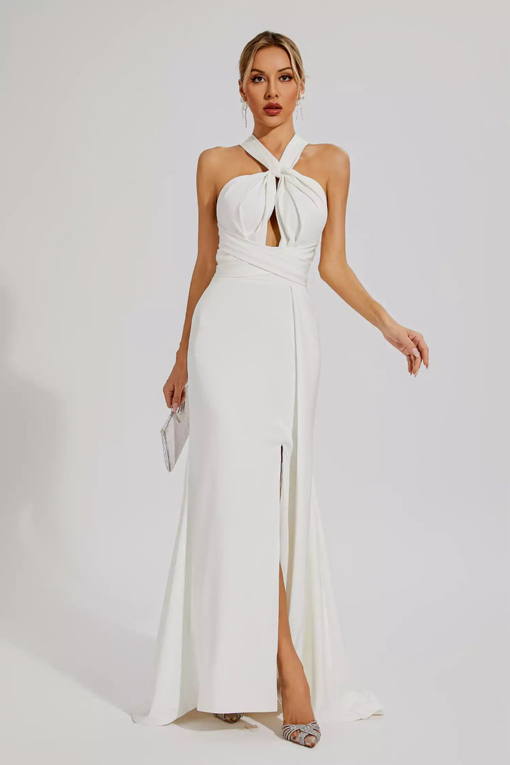 Alexia White Maxi Halter Dress