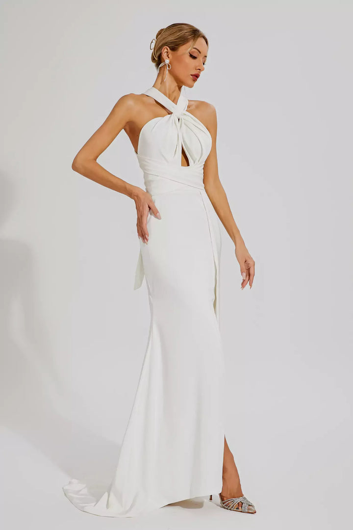 Alexia White Maxi Halter Dress