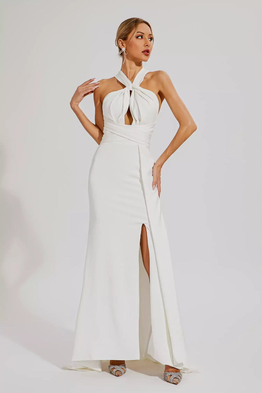 Alexia White Maxi Halter Dress