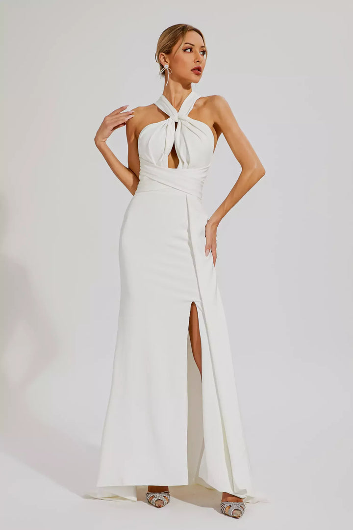 Alexia White Maxi Halter Dress