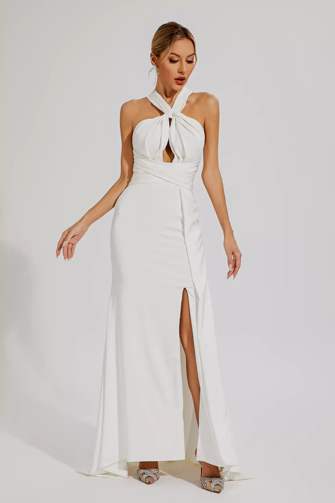 Alexia White Maxi Halter Dress