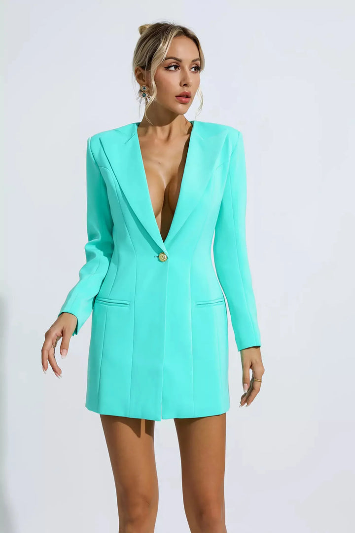 Alora Mint Green Blazer Mini Dress