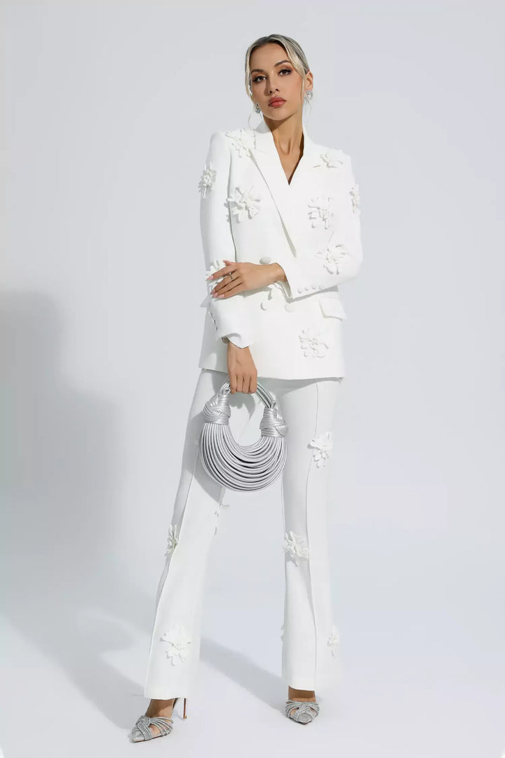 Ari White Jacquard Floral Blazer Set