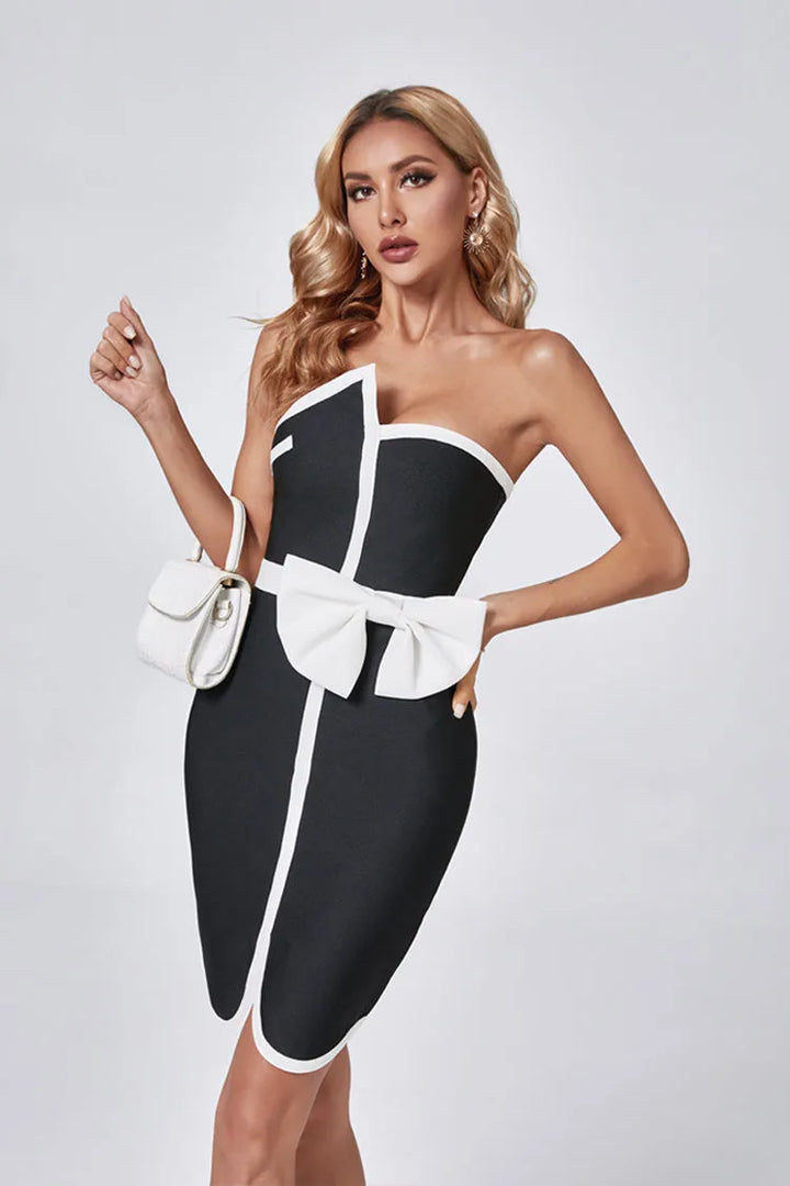 Aurora Black Strapless Bandage Dress