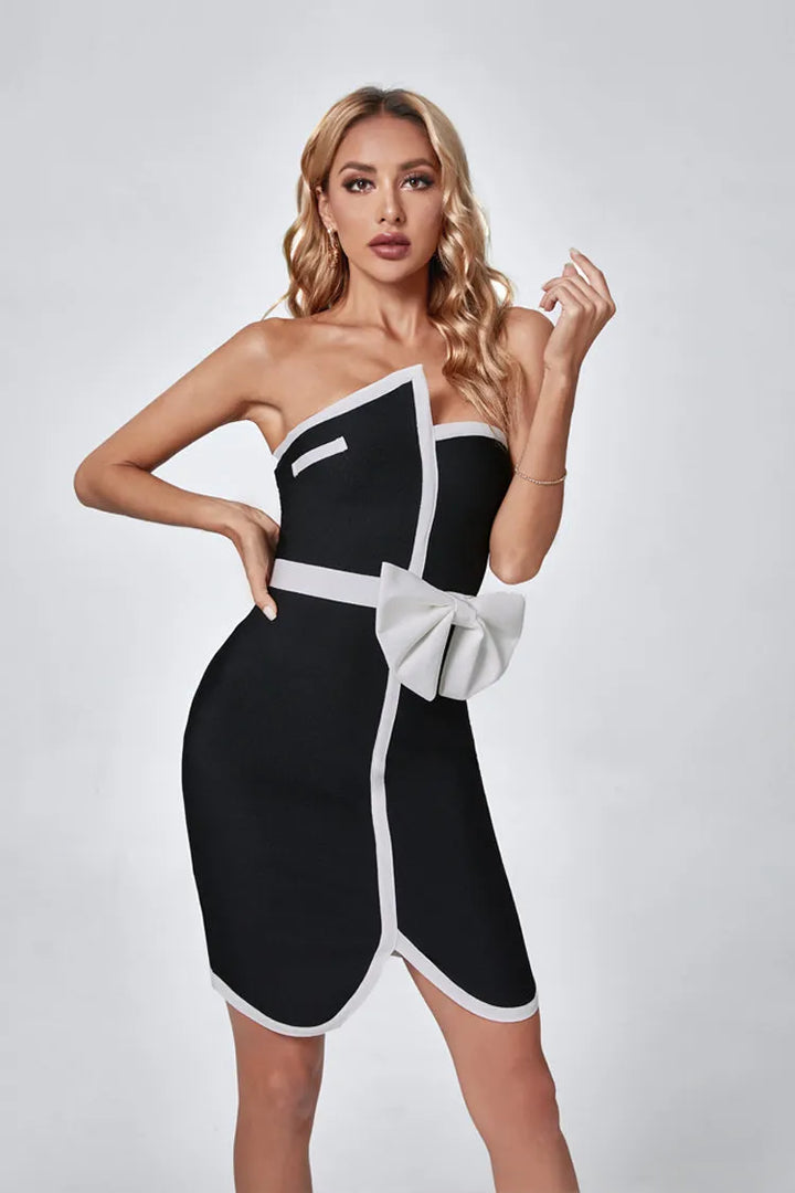 Aurora Black Strapless Bandage Dress