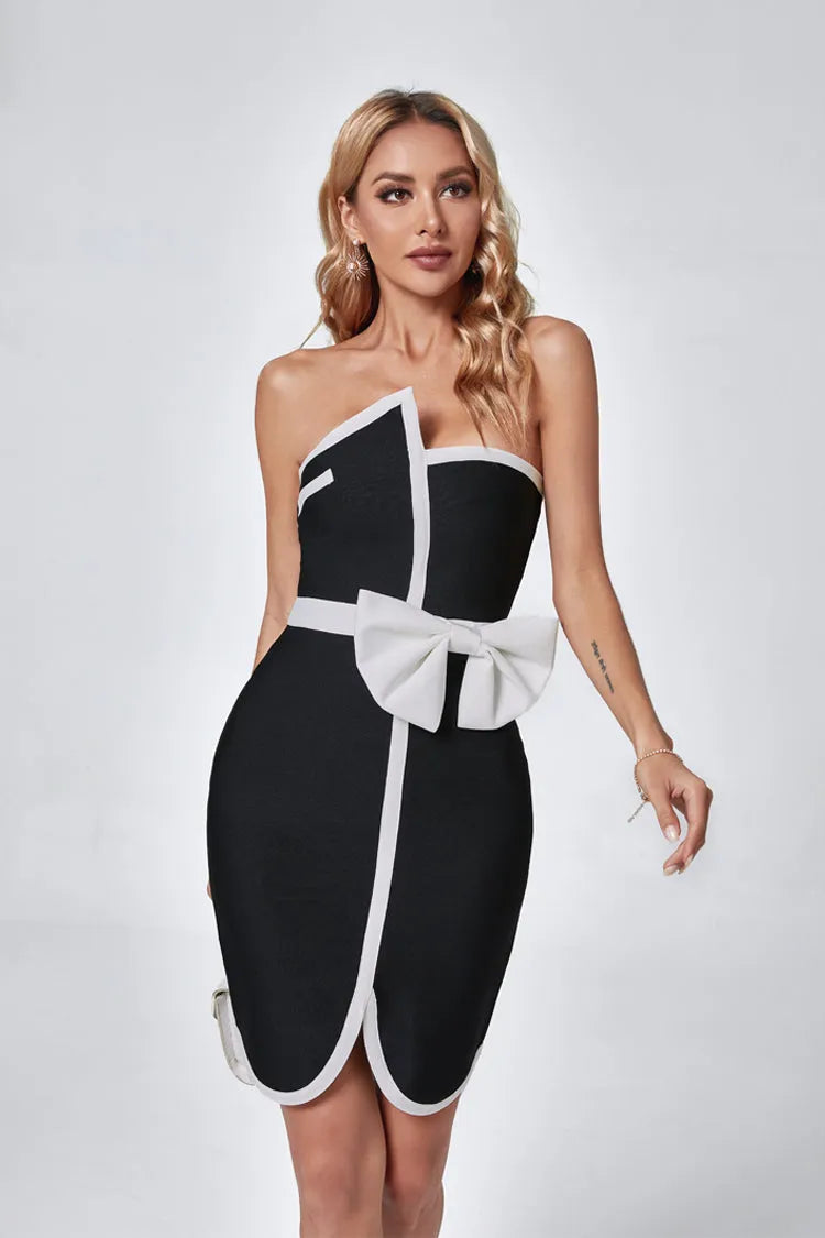 Aurora Black Strapless Bandage Dress