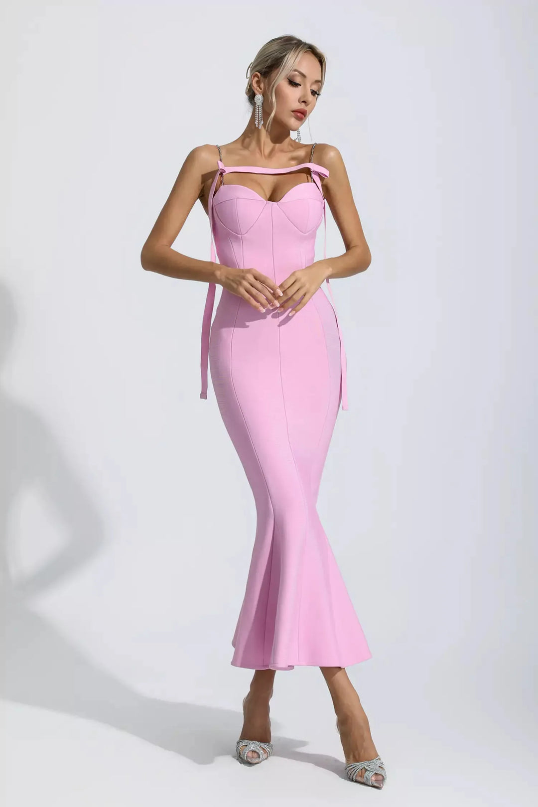 Averie Pink Bandage Maxi Dress