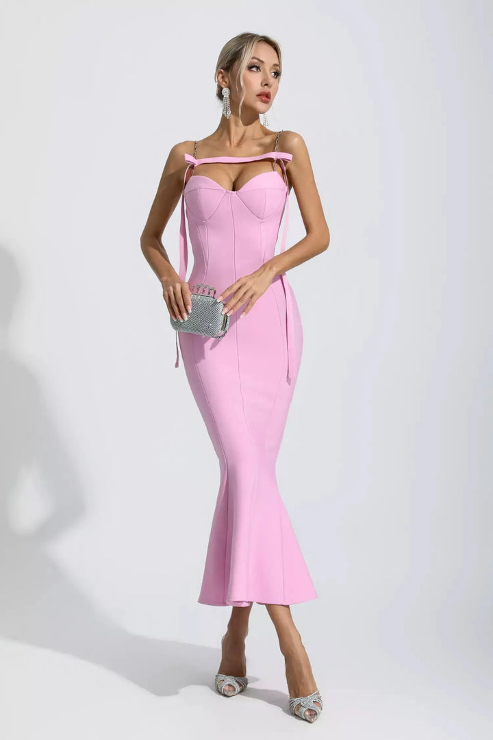 Averie Pink Bandage Maxi Dress