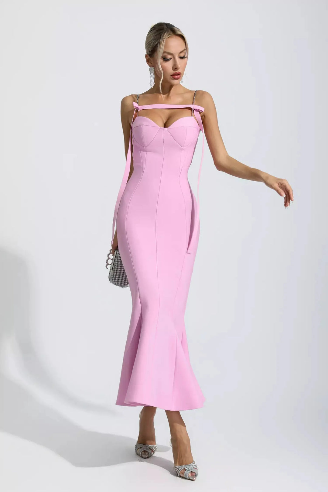 Averie Pink Bandage Maxi Dress