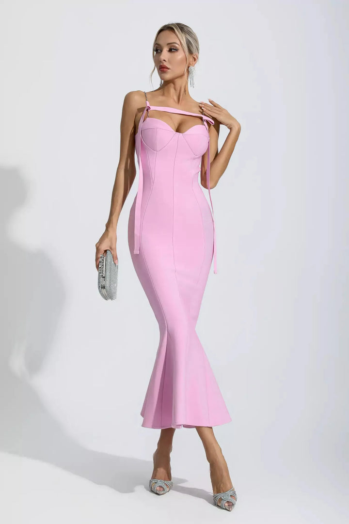 Averie Pink Bandage Maxi Dress