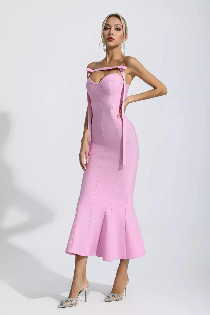 Averie Pink Bandage Maxi Dress