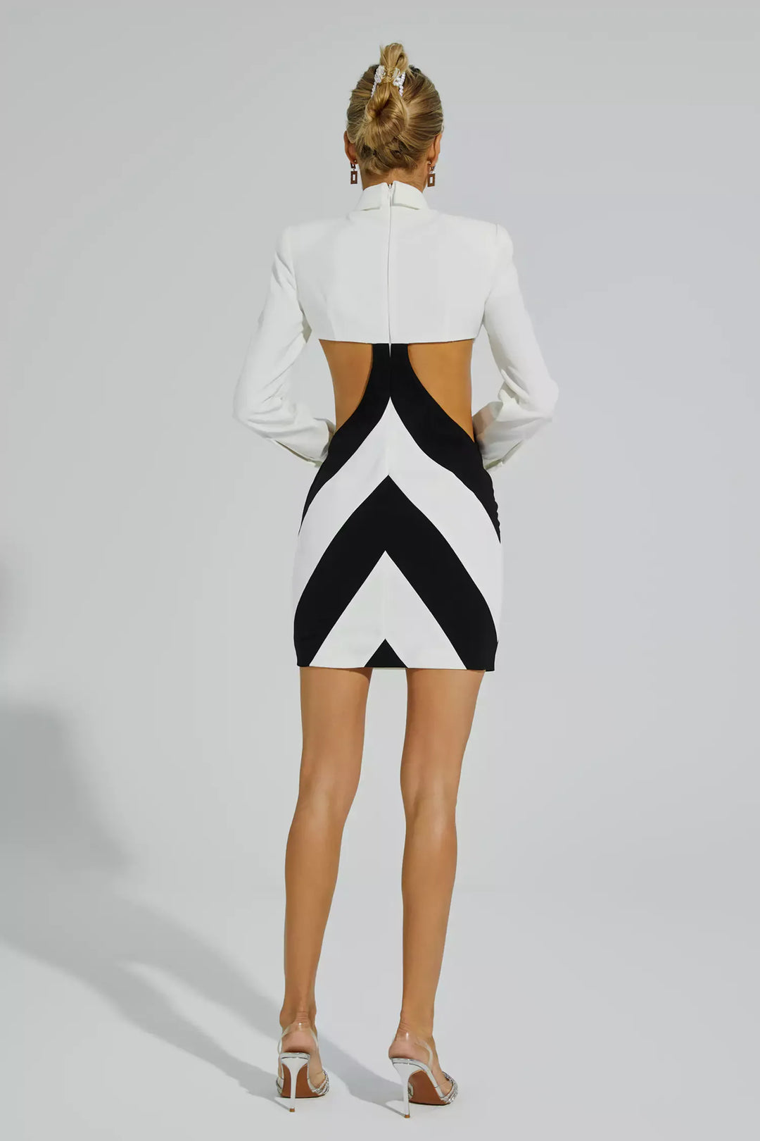 Betsy White Cut Out Long Sleeve Mini Dress