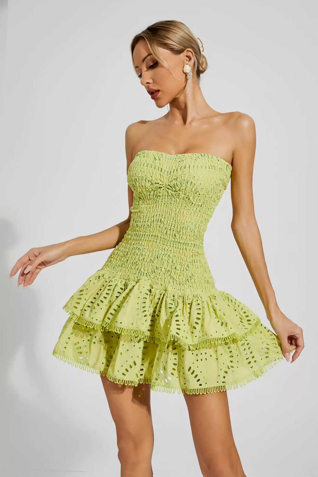 Bridget Green Ruffle Mini Dress