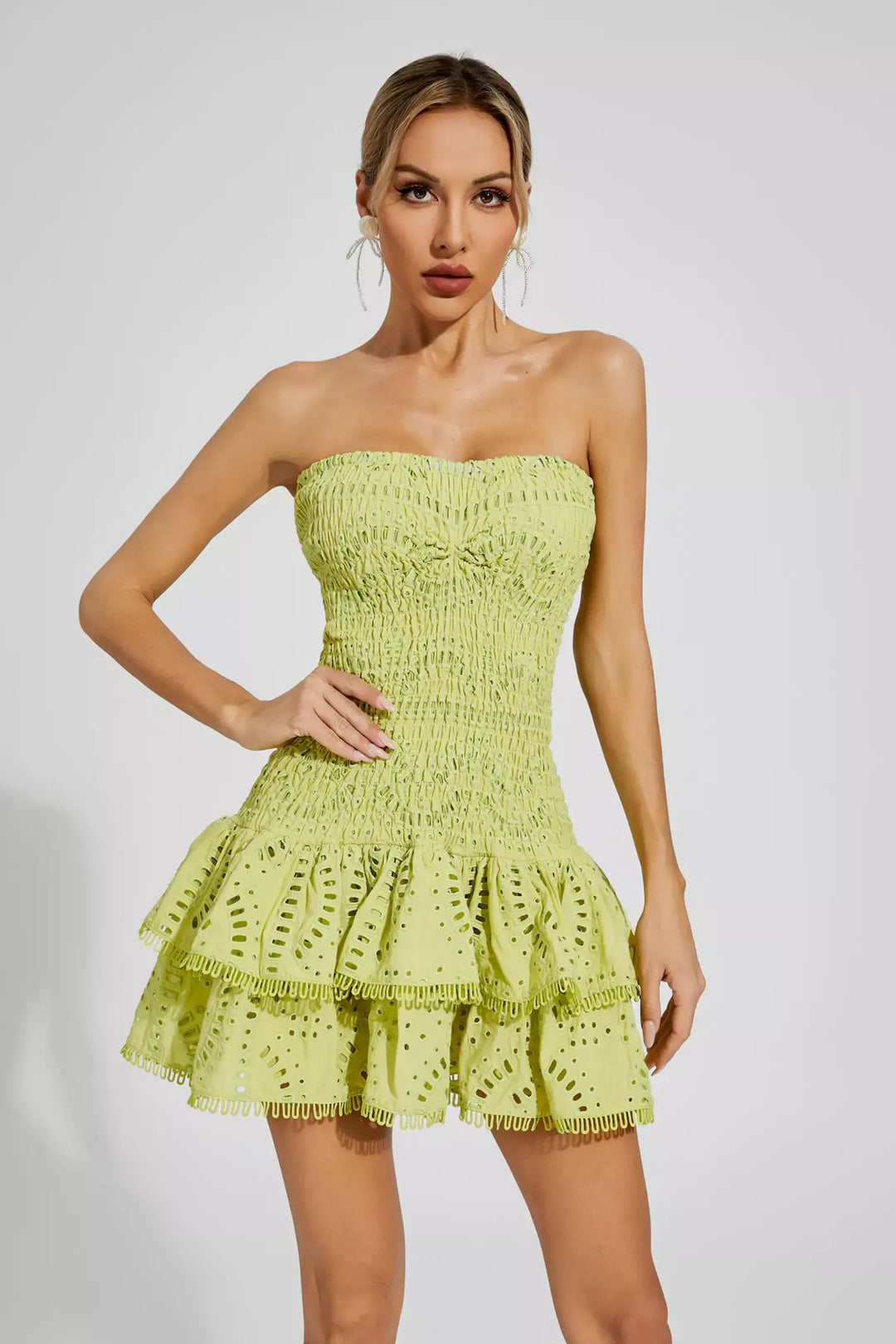 Bridget Green Ruffle Mini Dress