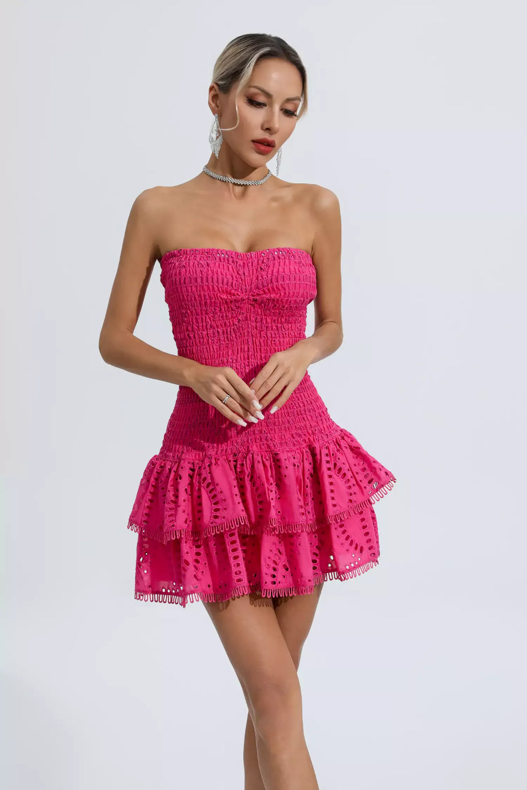 Bridget Rose Red Ruffle Mini Dress