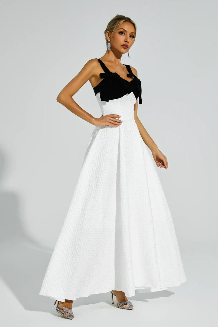 Camp White Bow Tie Slip Dress