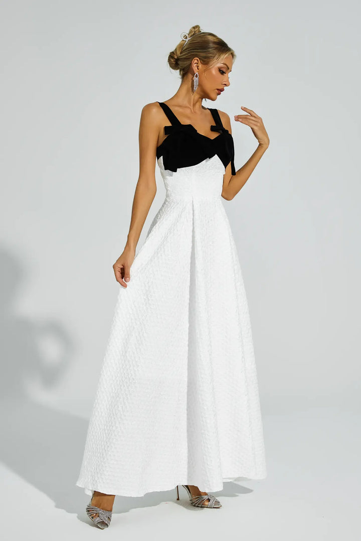 Camp White Bow Tie Slip Dress