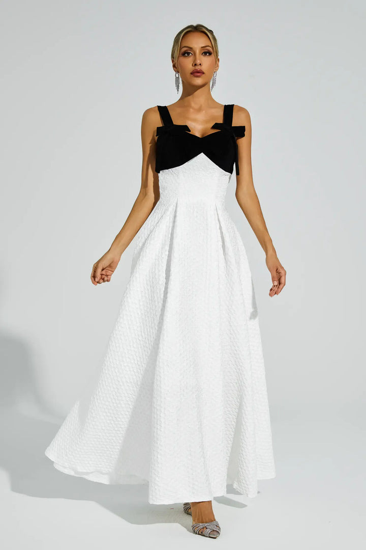 Camp White Bow Tie Slip Dress