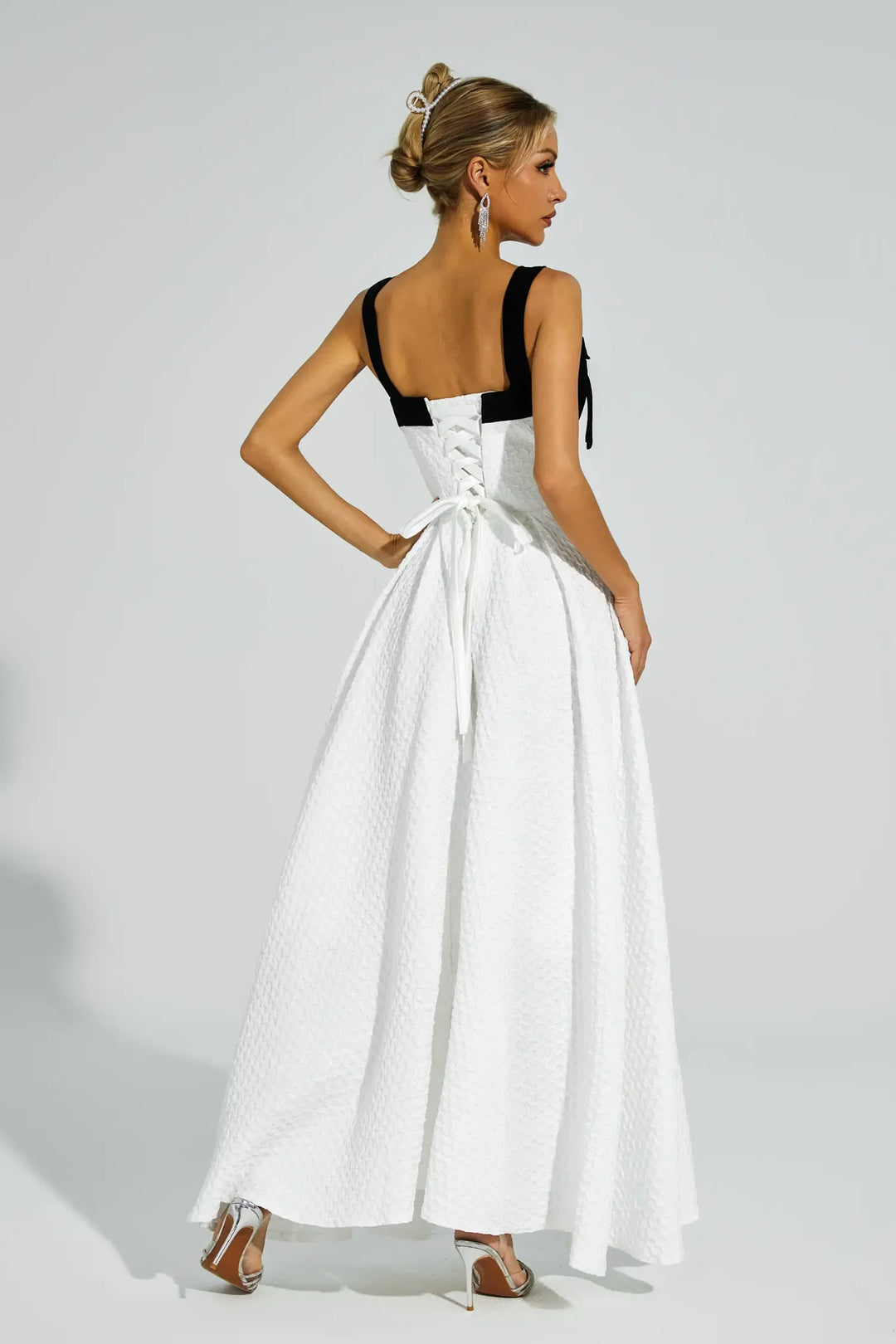 Camp White Bow Tie Slip Dress