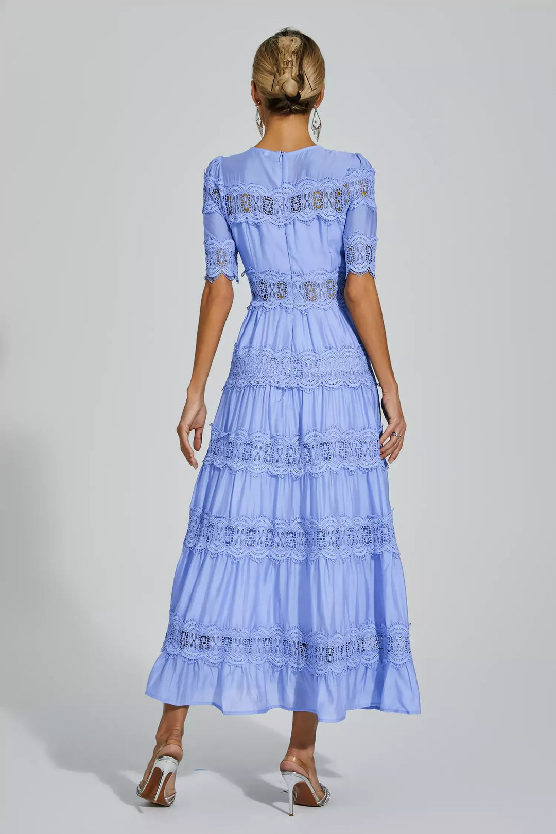 Courtney Blue Cut Out Lace Maxi Dress