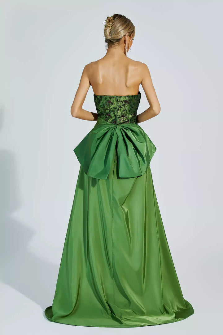 Dulce Green Ruched Off-shoulder Dress