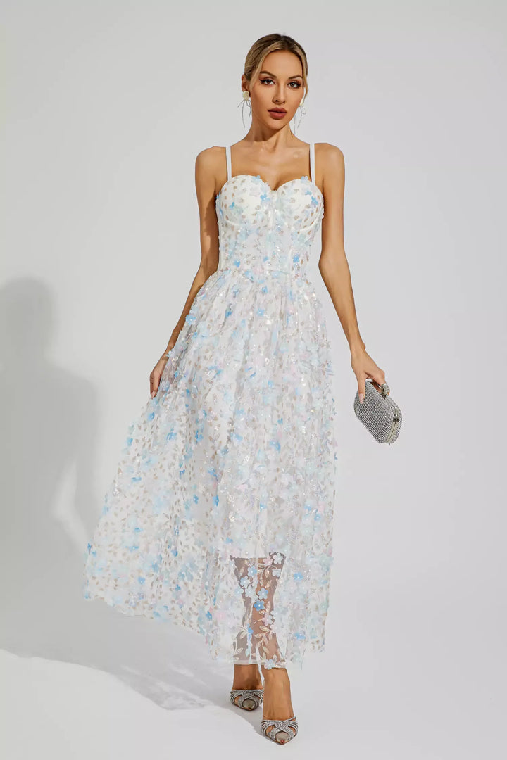 Elyse White Flower Slip Dress