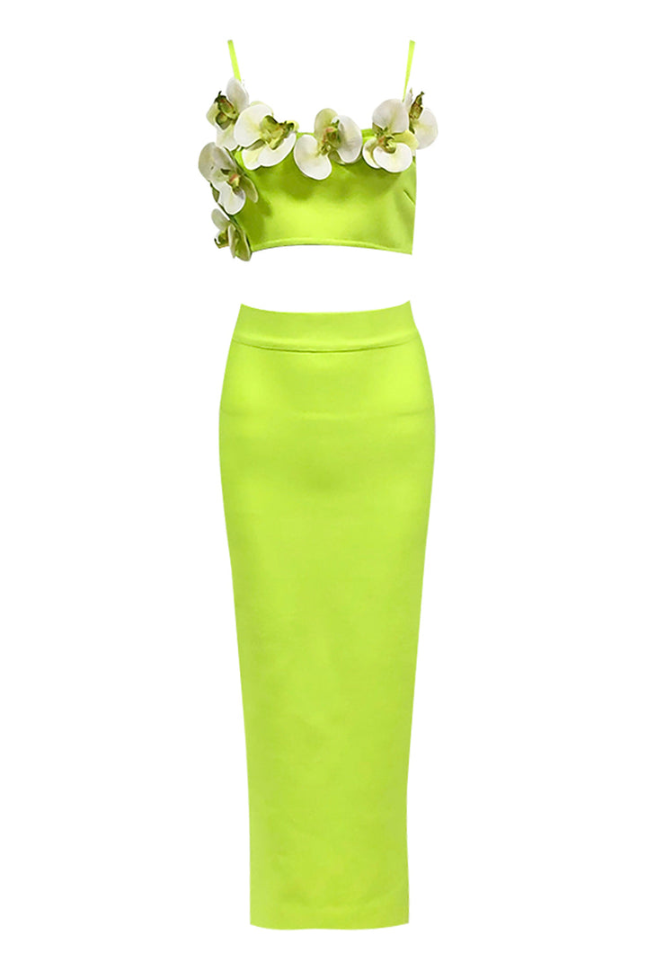 Grace Green 3D Floral Maxi Dress	Set