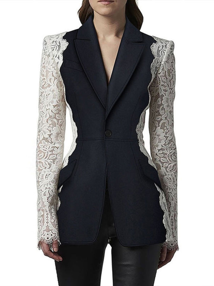 Grace Black Lace Splicing Blazer