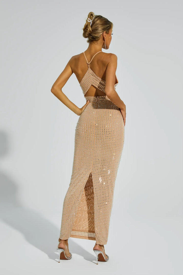 Frederic Beige Cut Out Halter Dress