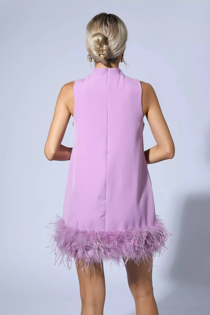 Hope Purple Feather Mini Dress